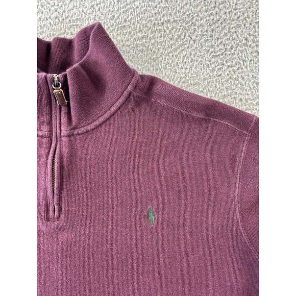 Polo Ralph Lauren Sweatshirt Mens XXL 2XL Burgundy Quarter Zip Cotton Casual - Picture 2 of 9